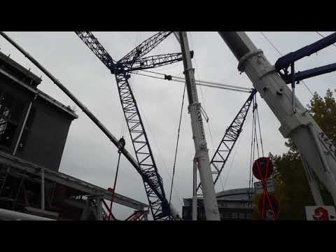 Berlin-Ostbahnhof, Teil 1, Kranaufbau für Bahnsteighallendachsanierung, 01.11.2021