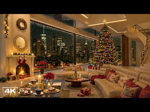 New York Christmas Night 2026 | Cozy Apartment with Elegant Piano Jazz Music for Relaxation