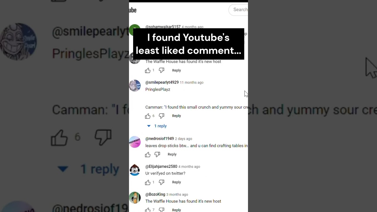 What is Youtube's Least Liked Comment? #shorts