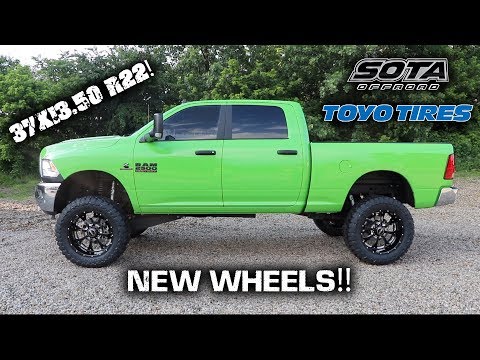 LIFTED Cummins gets HUGE Wheels and Tires!!! (37x13.50r22)