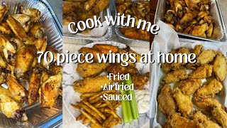 How to fry & airfry chicken wings 🤤 Cook with me: 70 piece wings at home!