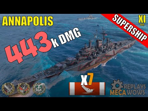 DAMAGE RECORD! Annapolis 7 Kills & 443k Damage | World of Warships Gameplay