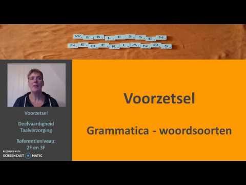 Voorzetsel Grammatica woordsoorten