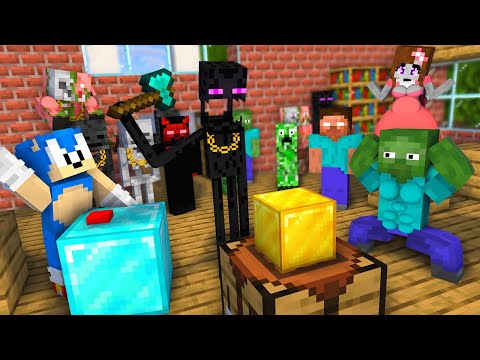 Monster School : Bad Guys vs Monsters School and SONIC - SMELT GOLD - Minecraft Animation