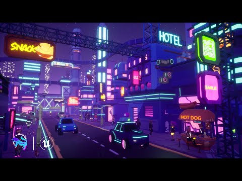 Stylized Lowpoly Cyberpunk City Environment | Available for Unity & Unreal Engine | Game-Ready Asset
