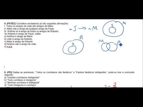 Exercícios Complementares - Aula 33 - Questão 6 - Silogismos e Diagramas (mal explicado)
