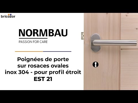 Poignées sur rosaces ovales - inox 304 - pour profil étroit - EST 21 NORMBAU