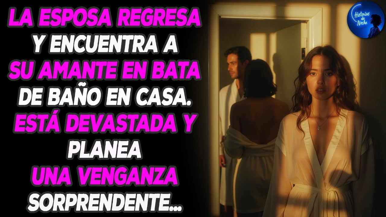 La esposa regresa a casa y encuentra a su amante en bata. Está devastada y planea una venganza...