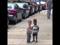 Two toddlers running to hug each other on NYC street is just adorable