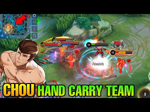 CHOU HAND CARRY TEAM IN SOLO RANK GAMEPLAY | TOP GLOBAL CHOU BUILD AND EMBLEM - MLBB