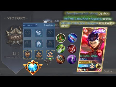 Chou Top 1 Global New Meta Emblem Set 2022 & Build Damage | Chou New Meta Gameplay | Mobile Legends