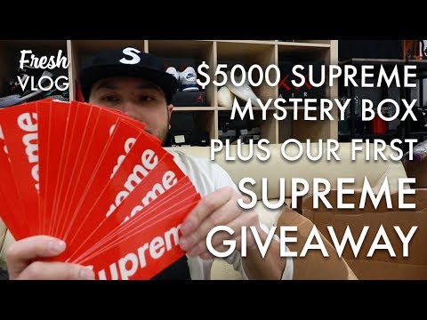 $5000 SUPREME MYSTERY BOX + GIVEAWAY (Bonus YEEZY Unboxing) - FRESH VLOG episode 18