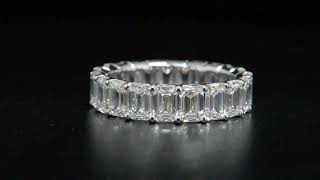 6.11 Carats Natural Emerald Cut Low Profile Diamond Eternity Band - GIA Certified