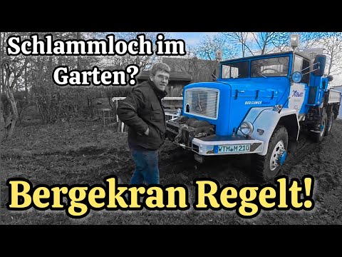 A wild recovery operation with the Magirus-Deutz Jupiter recovery crane! Off-road stunt for a cuc...