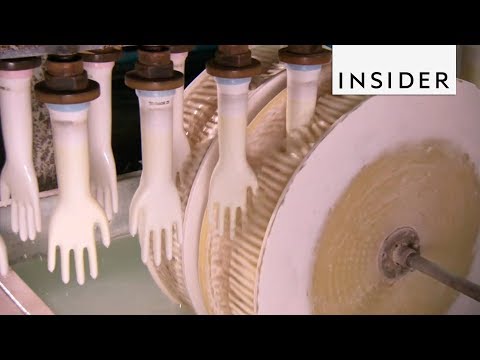 Part of a video titled How Rubber Gloves Are Made - YouTube