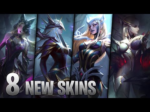 8 NEW COVEN SKINS Ashe Cassiopeia Ahri Evelynn Malphite Warwick Leblanc Tristana - League of Legends
