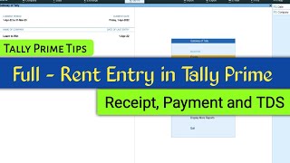 Rent Entry in Tally Prime | Rent Received, Rent Payment and TDS Recording of Rent