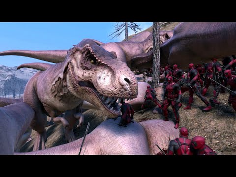 50 Deadpool VS. 700 T-Rex - Ultimate Epic Battle Simulator