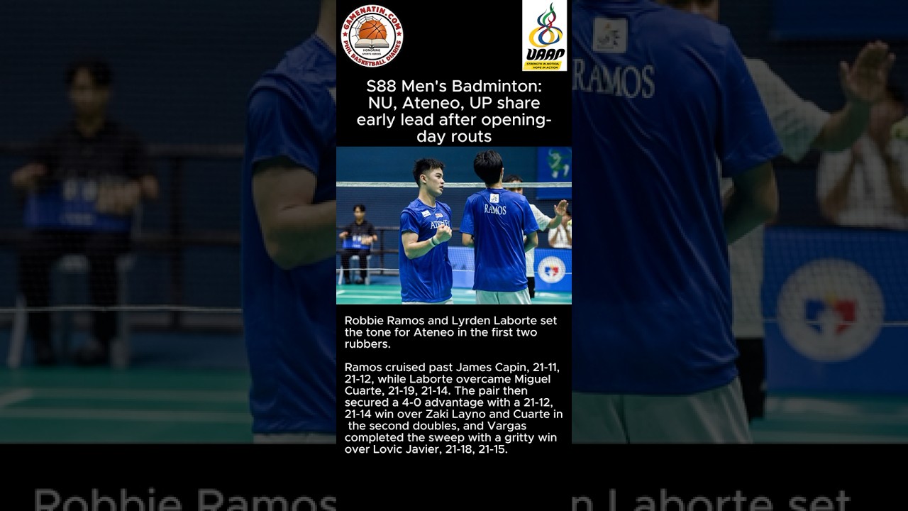 UAAP Men's Badminton: Ateneo, UP, NU win in men's badminton openers