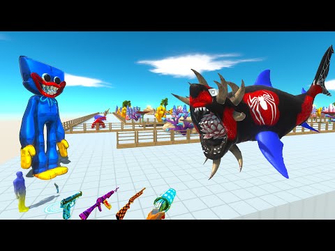 FPS AVATAR & HUGGY WUGGY vs MEGALODON OASIS DEATH RUN - Animal Revolt Battle Simulator