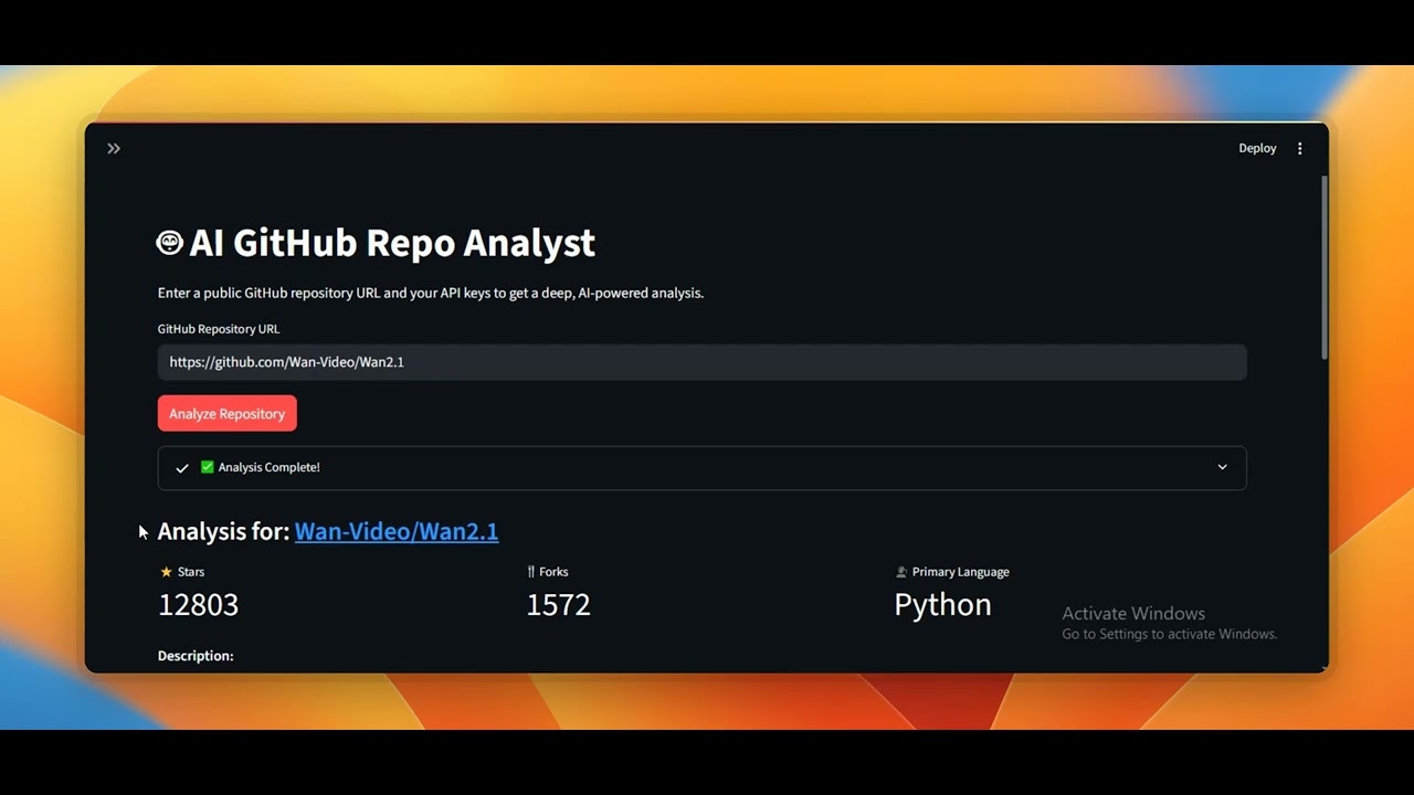 Demo of Github Repo Analyst