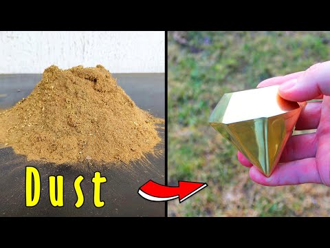 Brass dust melt down.Casting diamond Trash to treasure . Hotmetal casting