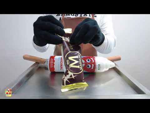 MAGNUM Ice Cream Rolls | how to make a Magnum Classic popsicle with choc to Ice Cream Roll | ASMR