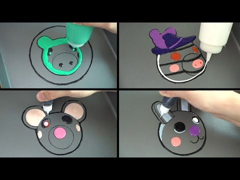 ROBLOX PIGGY JUMPSCARES EMOJI Logo PANCAKE ART 4 - Dinopiggy, BUNNY, ZIZZY, Mousy