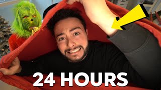 SPENDING 24 HOURS IN GRINCH'S CHRISTMAS BAG!! (SCARY)