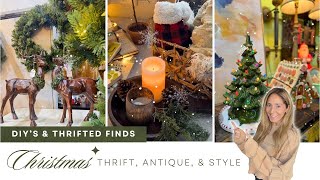 CHRISTMAS THRIFT WITH ME AND DECORATE | Styling Antique Holiday Finds + Cozy DIY Projects