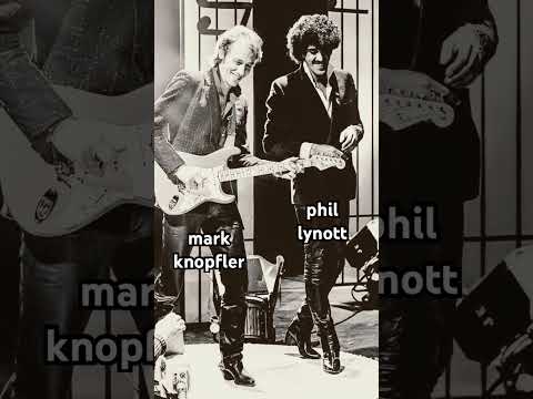 Mark Knopfler of Dire Straits & Phil Lynott of Thin Lizzy in the early 1980s! Both great rock stars!