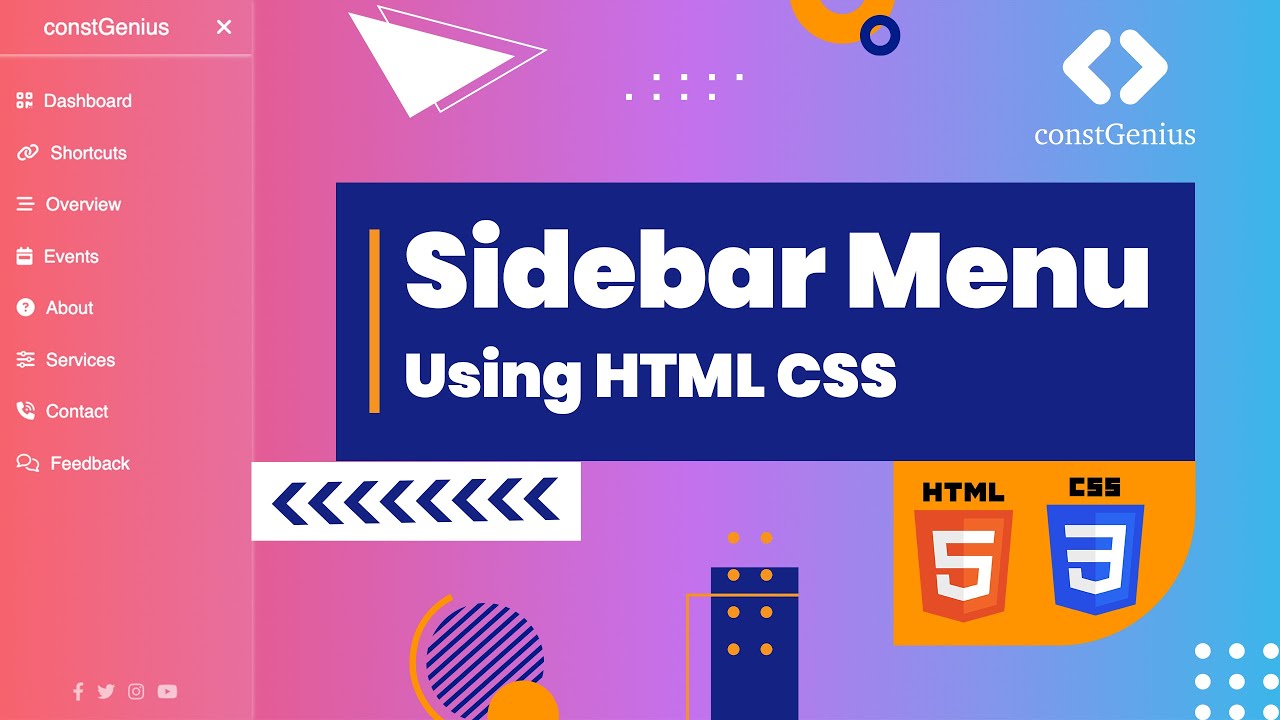 Sidebar Menu Using HTML CSS | Side Navbar
