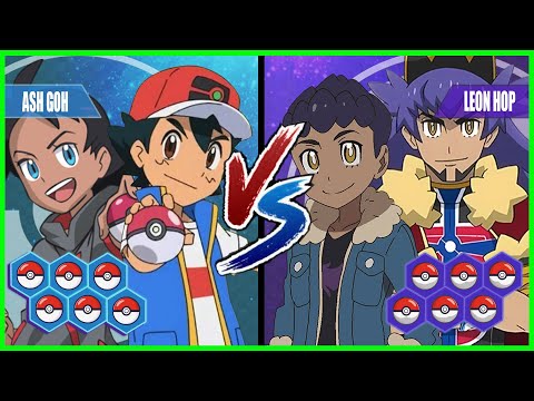 Pokemon Battle Pedia: Ash and Goh Vs Leon and Hop