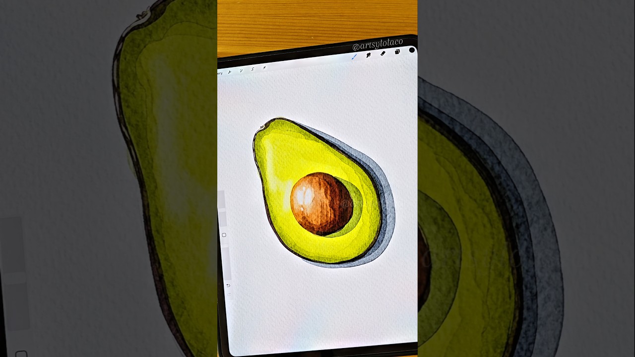Fresh Avocado 🥑 #procreate #shorts #art #watercolor
