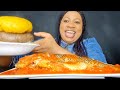 Asmr mukbang fish pepper and okra soup with yellow garri fufu aAfrican food eating sound