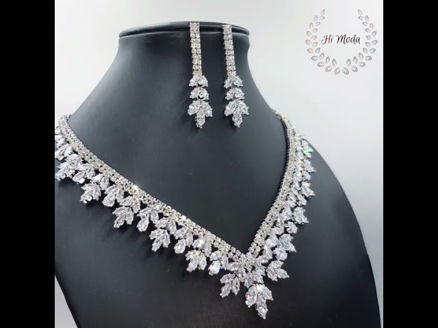 طقم زركون فضي مناسبات جميل