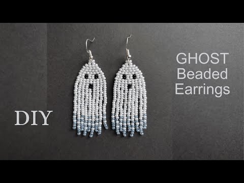 How to make beaded ghost earrings, halloween beaded earrings diy