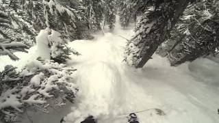 preview picture of video '2014-03-14 Mustang Powder - Small Groups, Steep Chutes'
