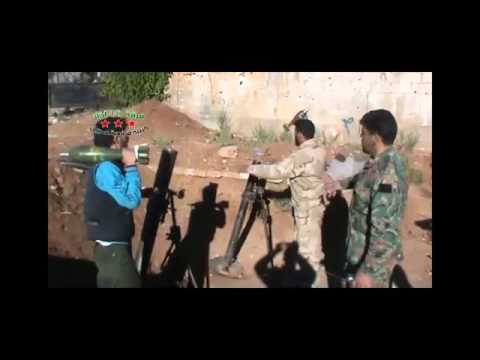 استهداف قوات النظام بقذائف الهاون من قبل كتيبة مدفعية سجيل في حي المنشية في مدينة درعا