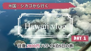 Hawaii vlog Day 1/米国シカゴから行く往復2800円4泊5日の旅/在米夫婦
