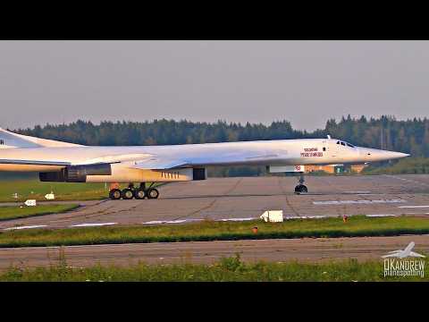 Ту-160 Такое нельзя пропустить. Белый лебедь уходит в небо. Грандиозный взлёт на форсаже. 