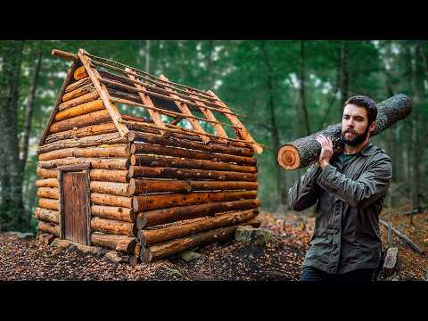I Built A LOG CABIN in the FOREST using ONLY HANDTOOLS