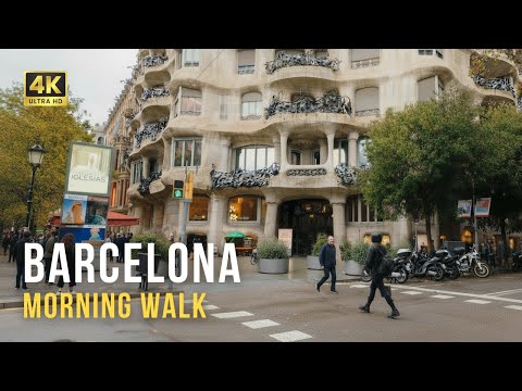 Barcelona, Spain 🌤️ Morning City Walk | 4K Full Walking Tour