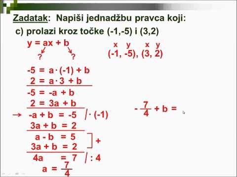 Pronalaženje jednadžbe pravca - 5. dio - Zadane: dvije točke