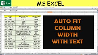 VBA Code for Auto fit Column Width in Excel