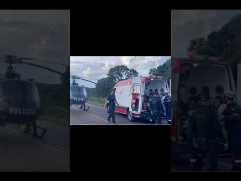 Colisão mobiliza resgate aéreo no interior de Passos Maia neste sábado