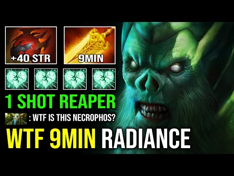WTF 9MIN RADIANCE 1 Shot Reaper Max Aura Unlimited HP Regen Solo Mid Necrophos Dota 2