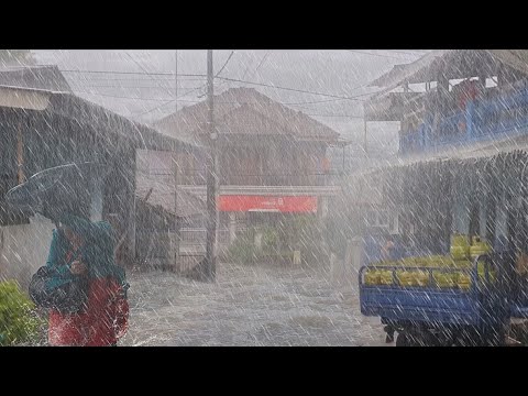 SUPER CRAZY RAIN! A VILLAGE PARADISE DESTROYED BY ASIA'S BIGGEST RAIN STORM AND WIND STORM!⛈️