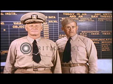 Admiral Chester W. Nimitz  aboard the USS Yorktown underway in the Pacific Ocean ...HD Stock Footage