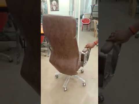 High back brown fabric boss chairs, fixed arm
